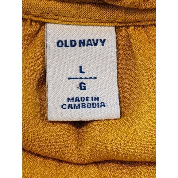 Old Navy Ruffle Trim Dress Womens L Sunflower Gold Yellow Elastic Waist Lined - Picture 6 of 8